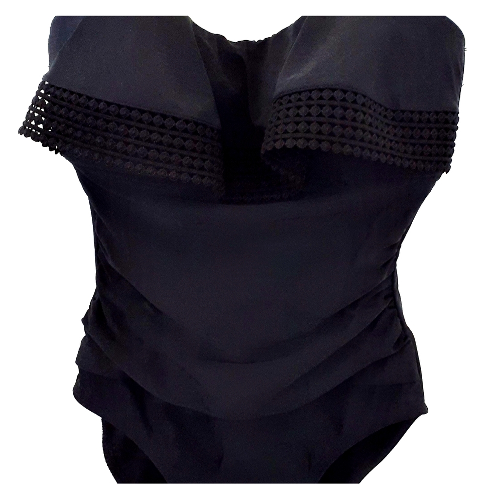 Women's Crochet Flounce Bandeau One Piece Swimsuit